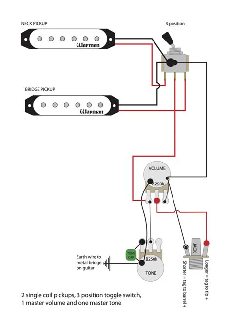 guitar wiring diagram active 1 volume 2 pickups 3 way switch 